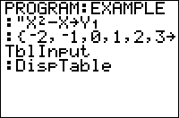 The DispTable Command
